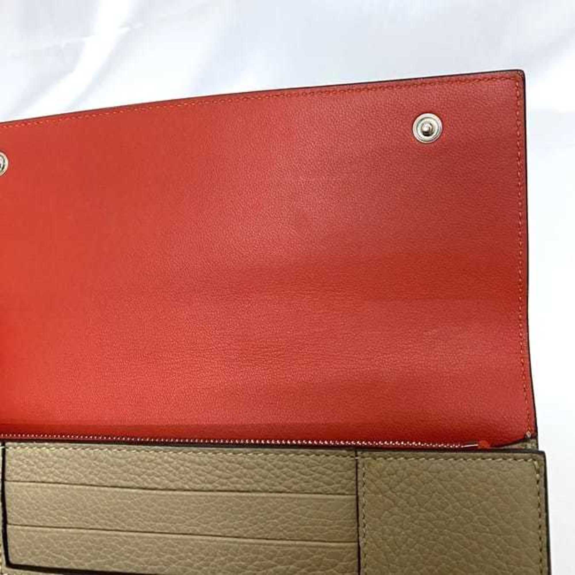 Celine Bi-fold Long Wallet Large Multi-function ec-21822 Beige Red 101673AFE Leather S-PG-4175 CELINE Flap Grain Women's