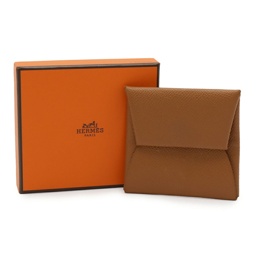 HERMES Bastia Coin Case, Wallet, Purse, Epsom Leather, Gold, Camel, □P Stamp