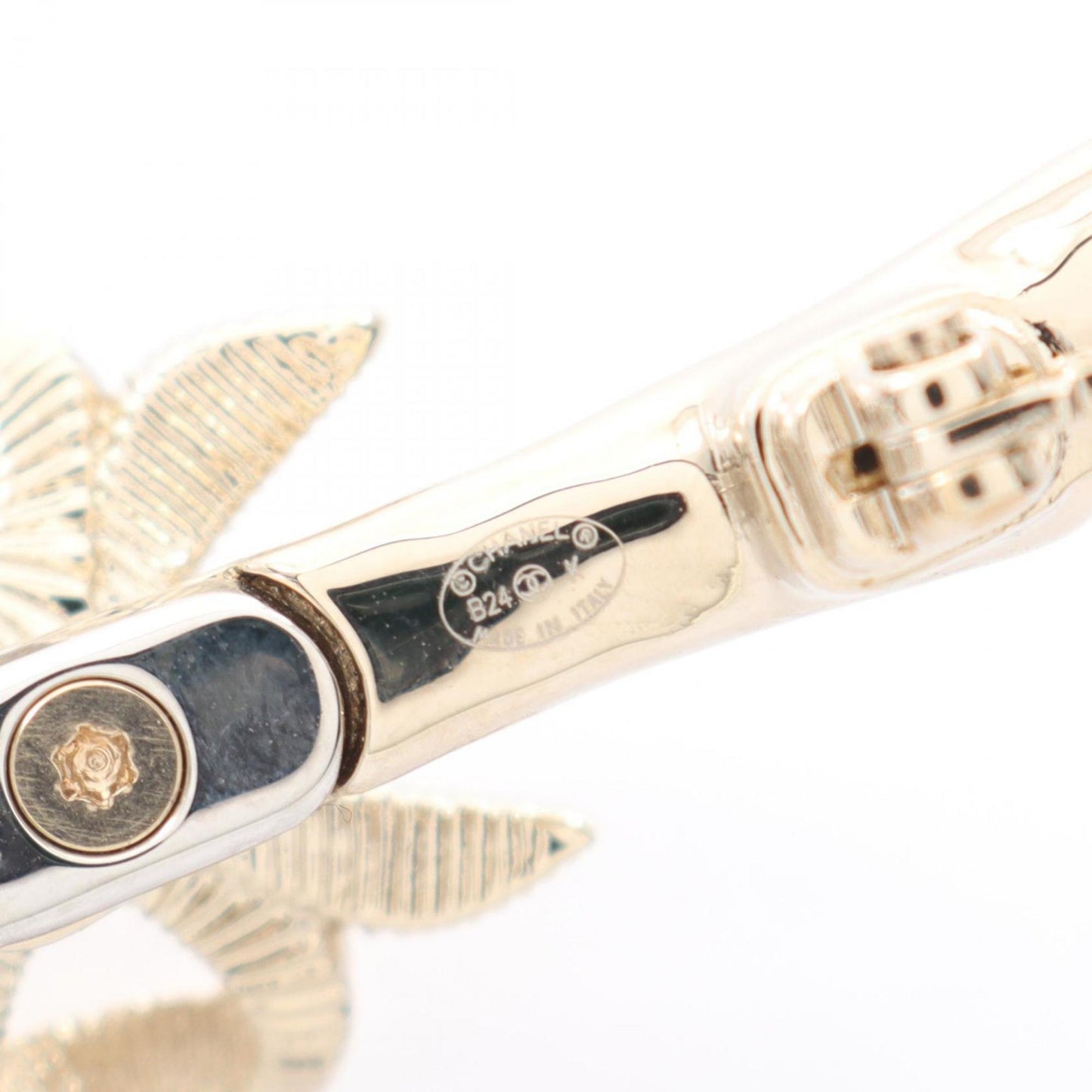 Chanel Coco Mark Brooch with Gold Plated Rhinestones, Women's, and Clear