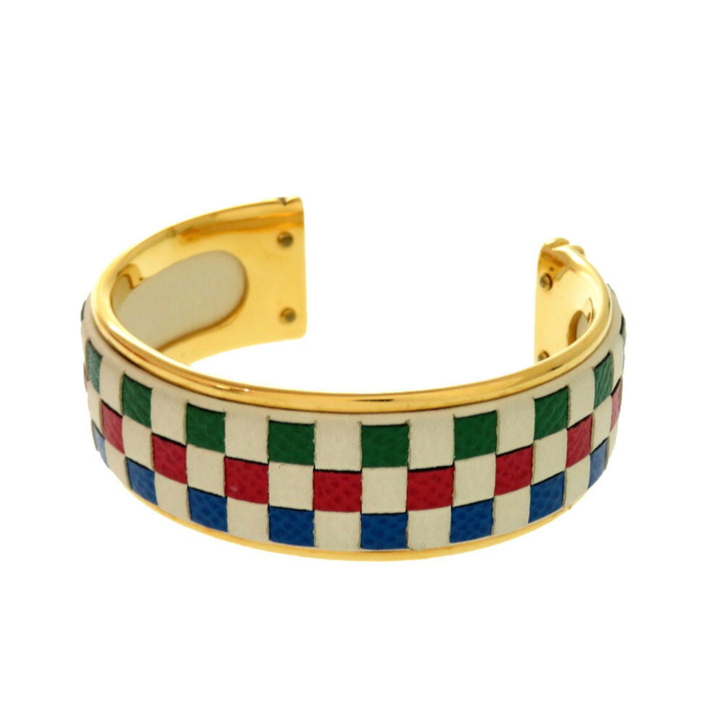 Hermes Checker Metal Leather Multicolor Bangle 1151 HERMES