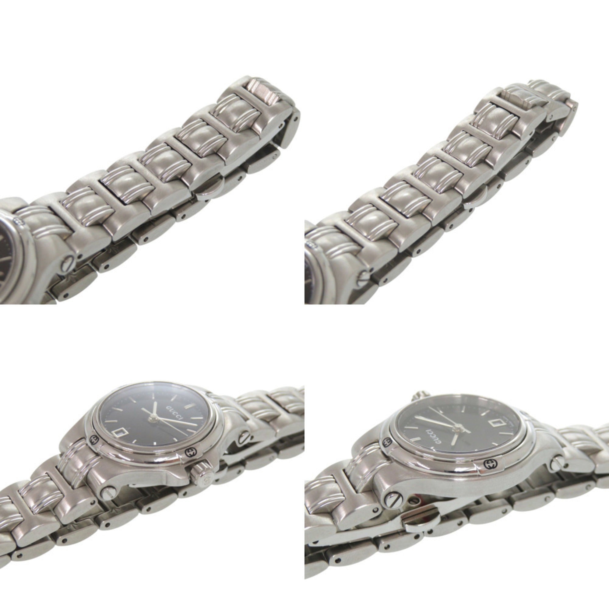 Excellent condition Gucci 9040L black dial stainless steel silver quartz watch 0028GUCCI — Good