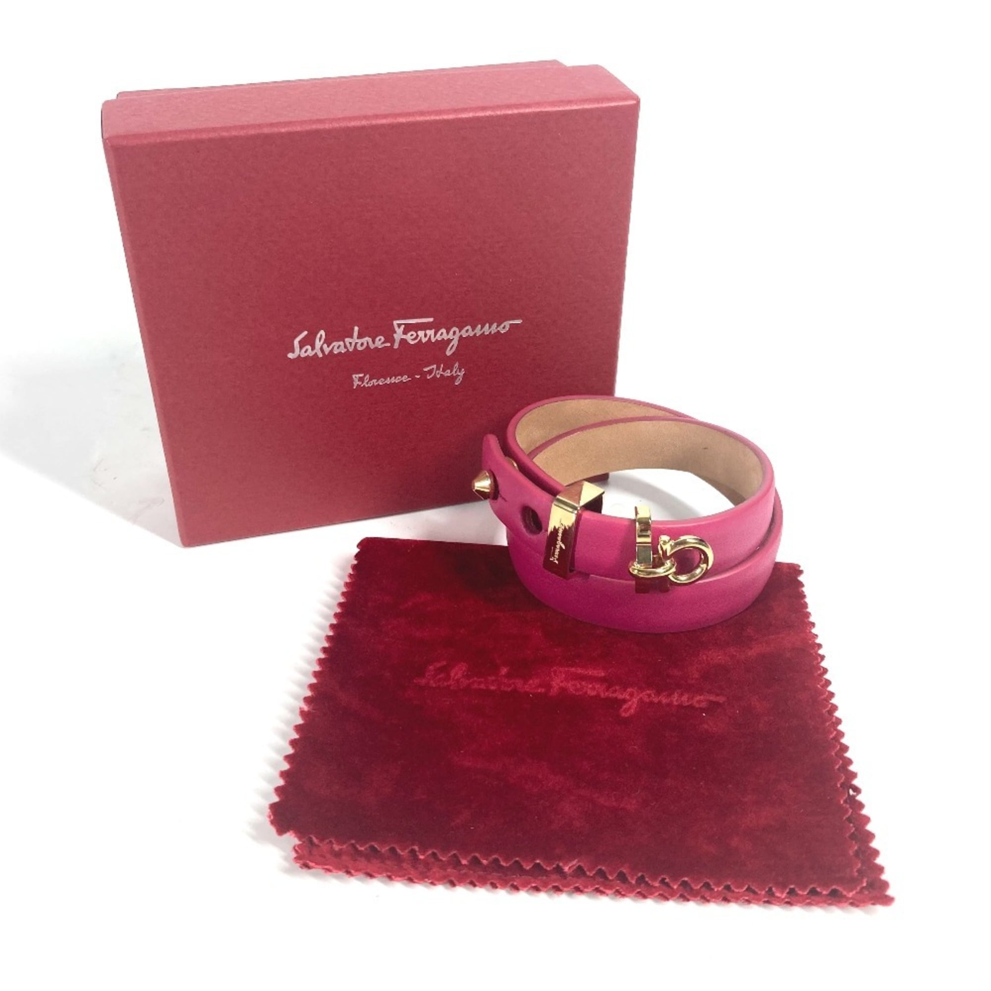 Salvatore Ferragamo Double Gancini Bracelet Leather Women's Pink M-240910-5 — Like New