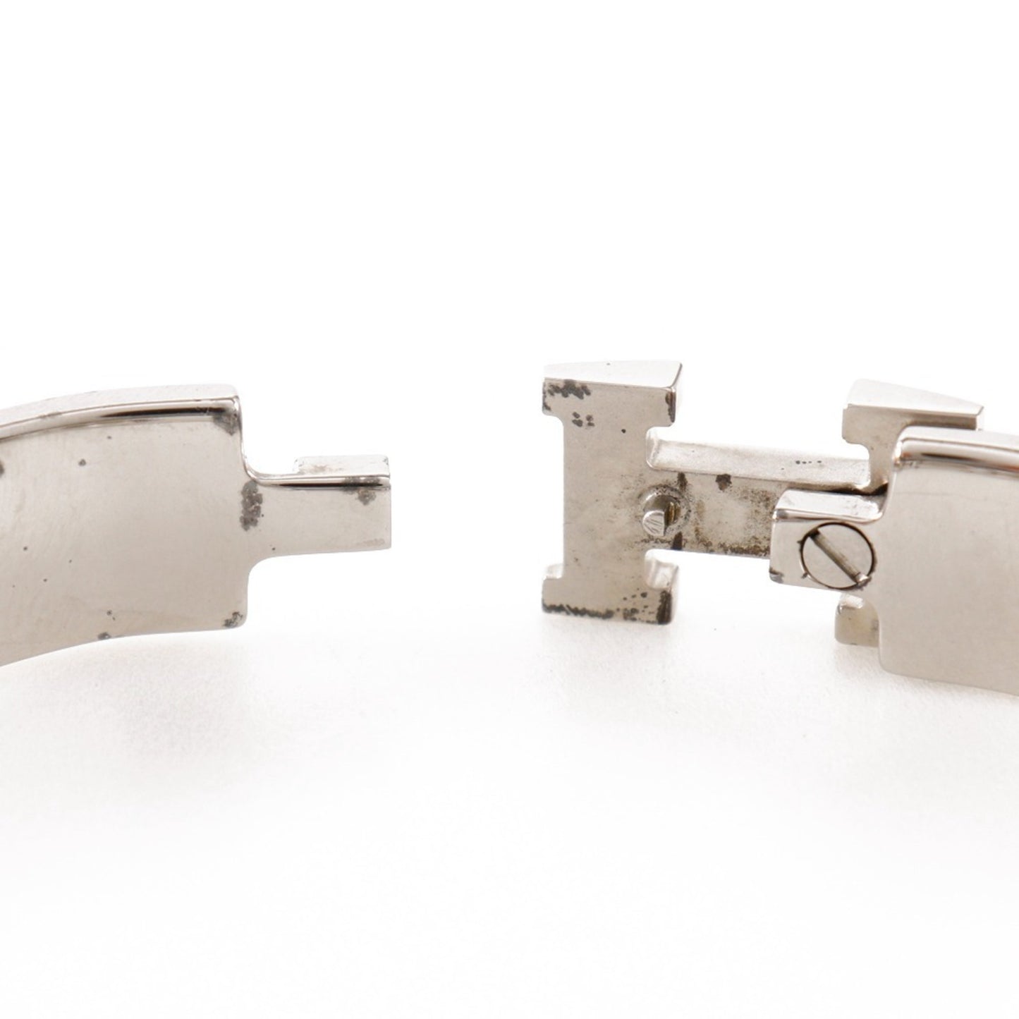 Hermes Click H PM Bangle Bracelet Silver/Pink Approx. 36.2g Ladies