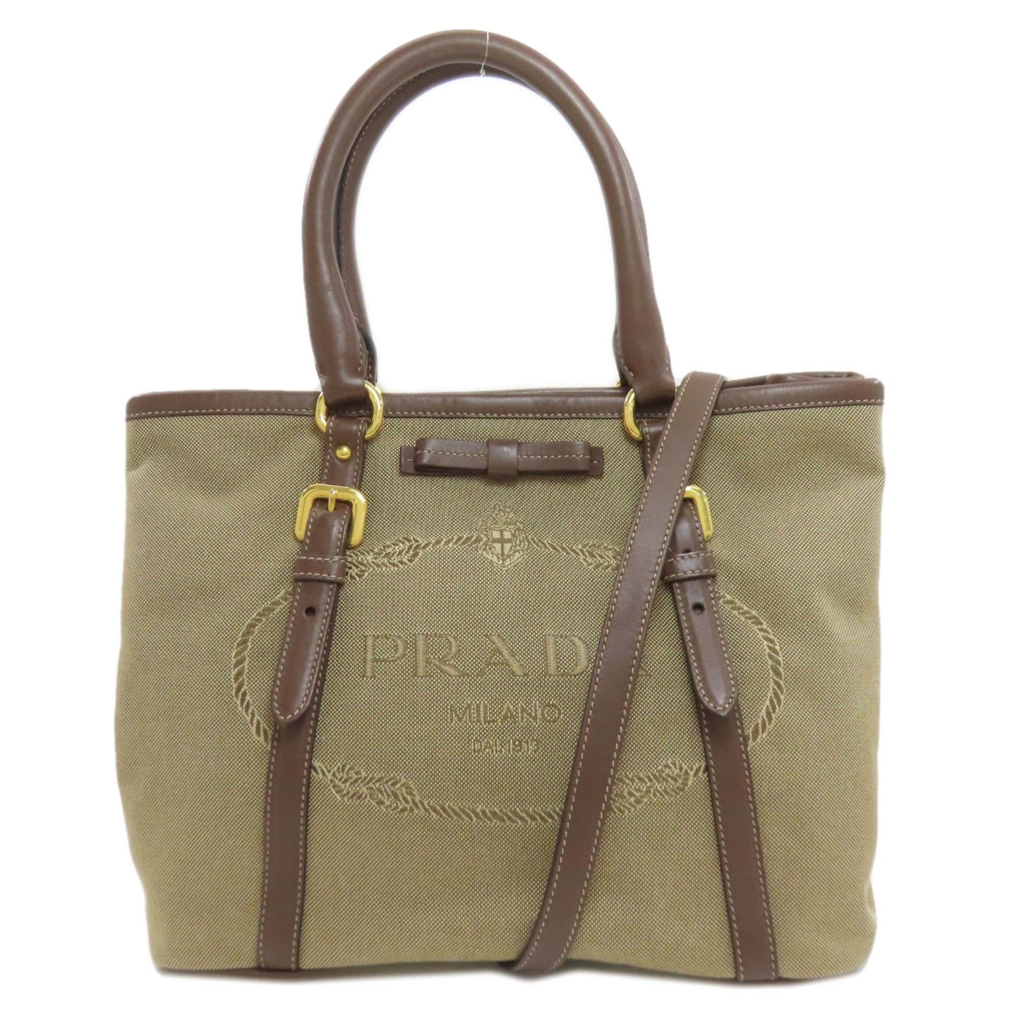 Prada logo hardware 2-way handbag canvas women's PRADA