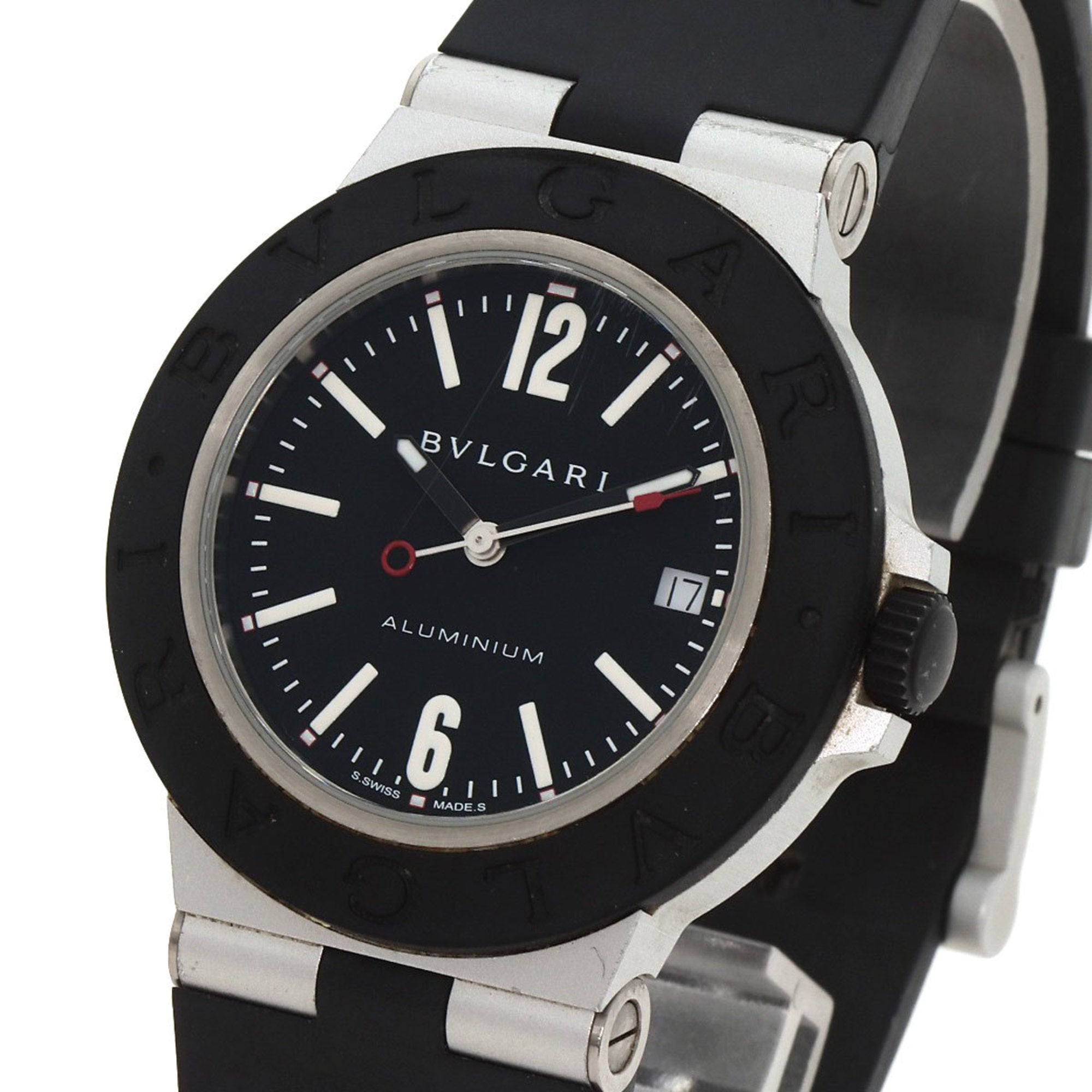 BVLGARI BB40AT Alum Date Watch Rubber Men's — Good
