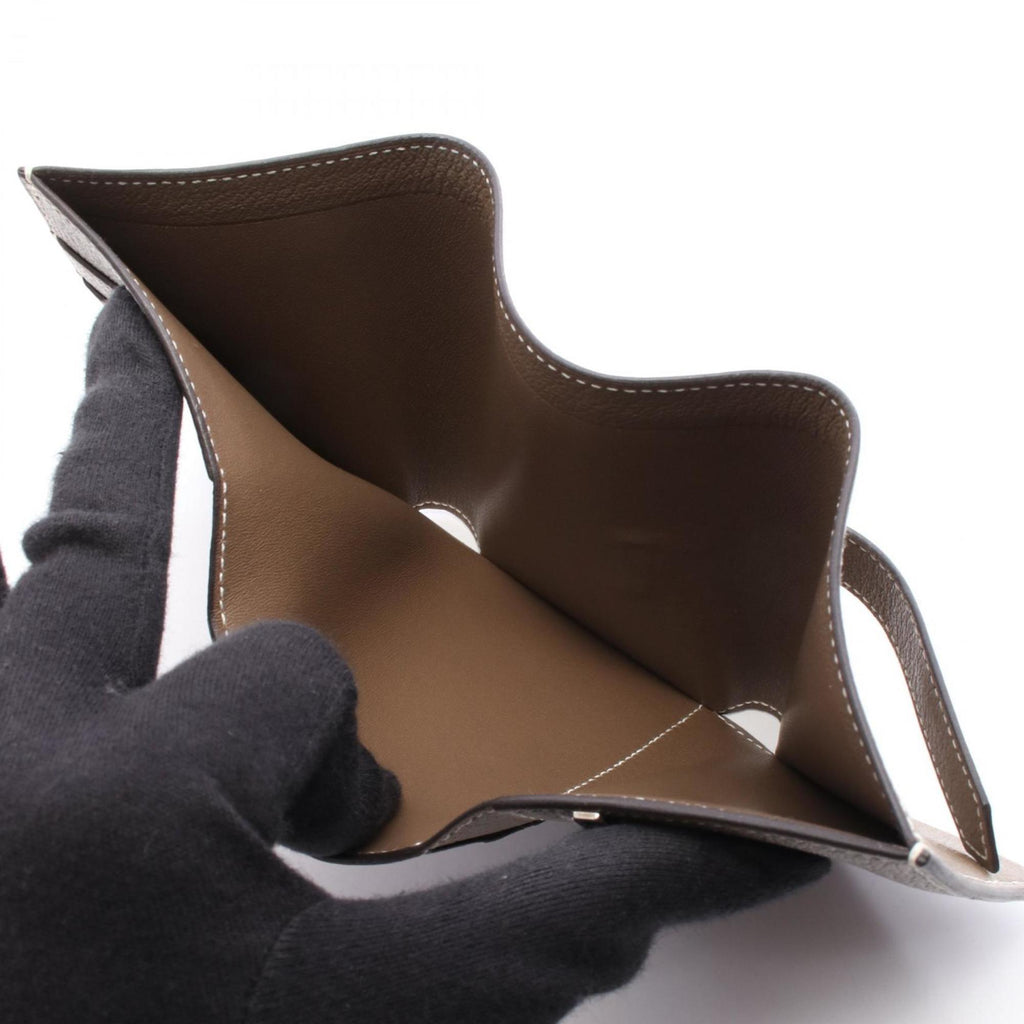 Hermes Hermès Bearn Combination Etoupe Tri-fold Wallet, Chevre, Women's, Gray