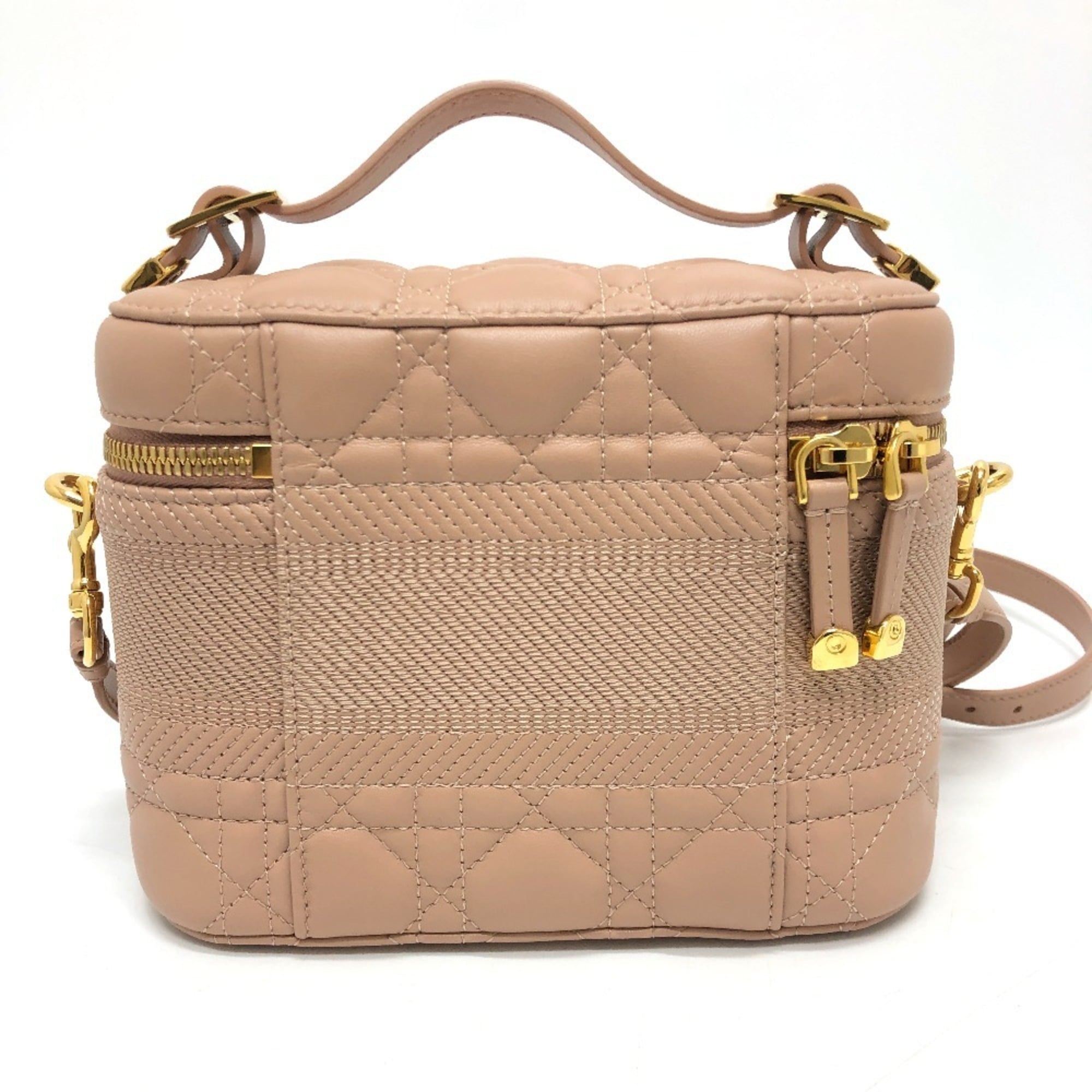 Christian Dior Dior Travel Small Vanity Bag Cannage Stitch Handbag Lambskin Canvas Women's Pink E-240503-12 — New - Store Return