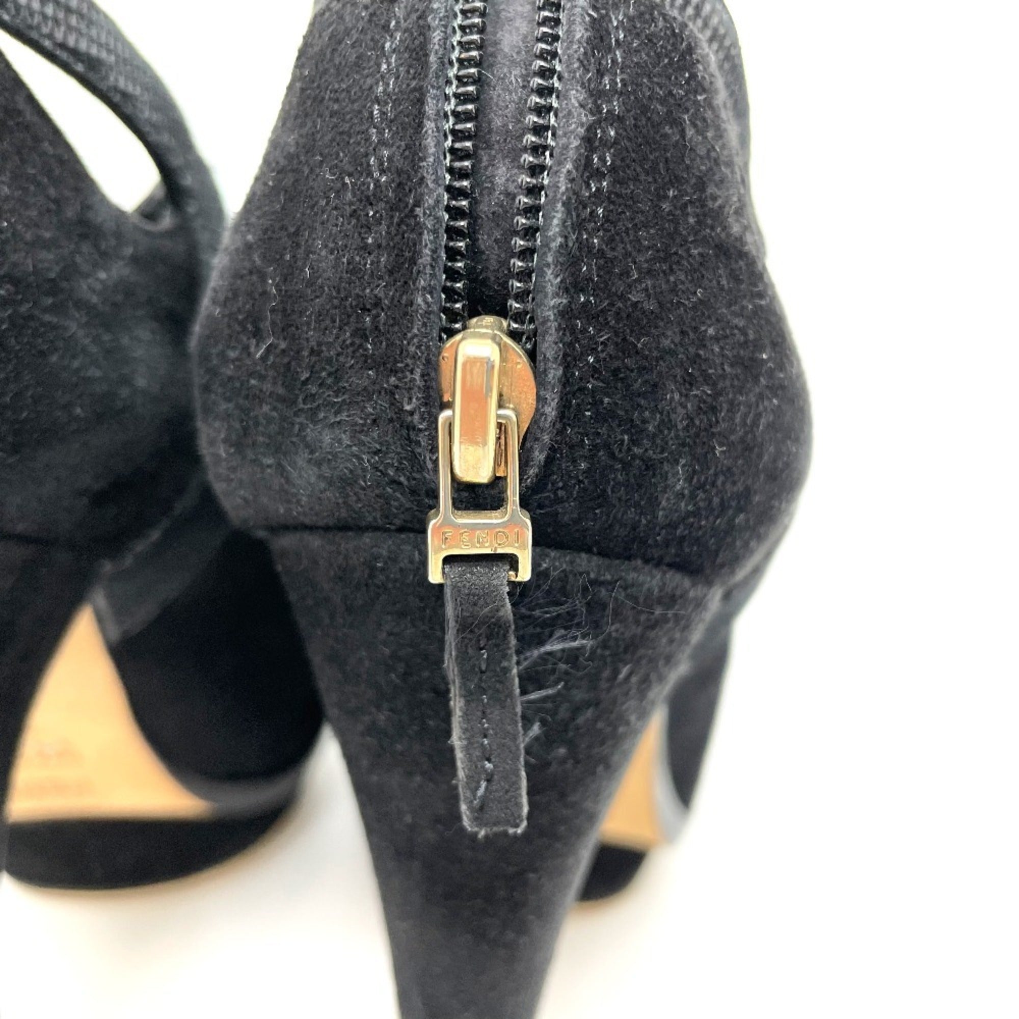 FENDI Made in Italy VERO CUOIO High Heel Dress Shoes Leather Women's Black