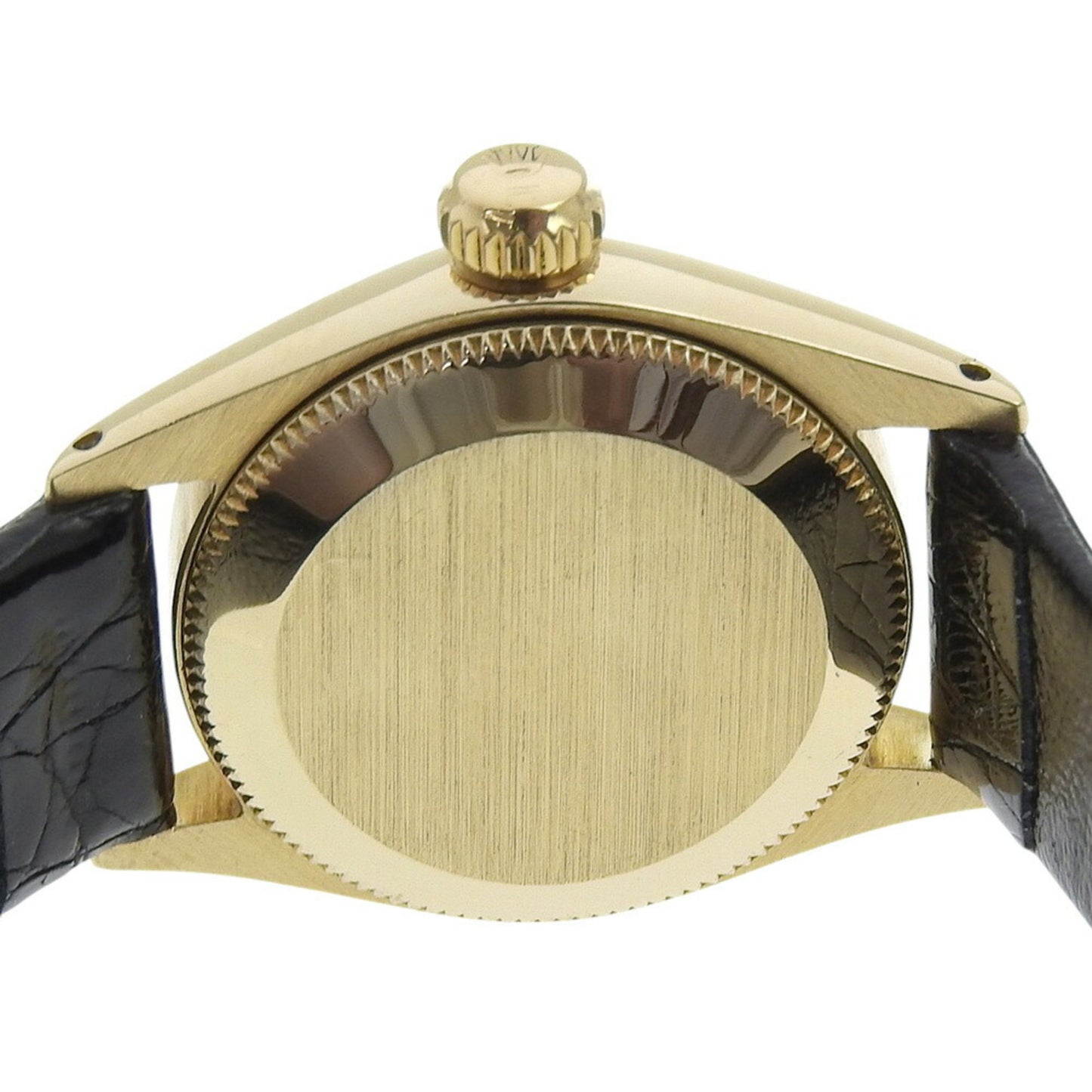 Rolex Oyster Perpetual Watch, caliber 1130, 6619, Yellow Gold with Embossed Leather, 1966, Automatic, Analog Display, Navy Dial, Women's