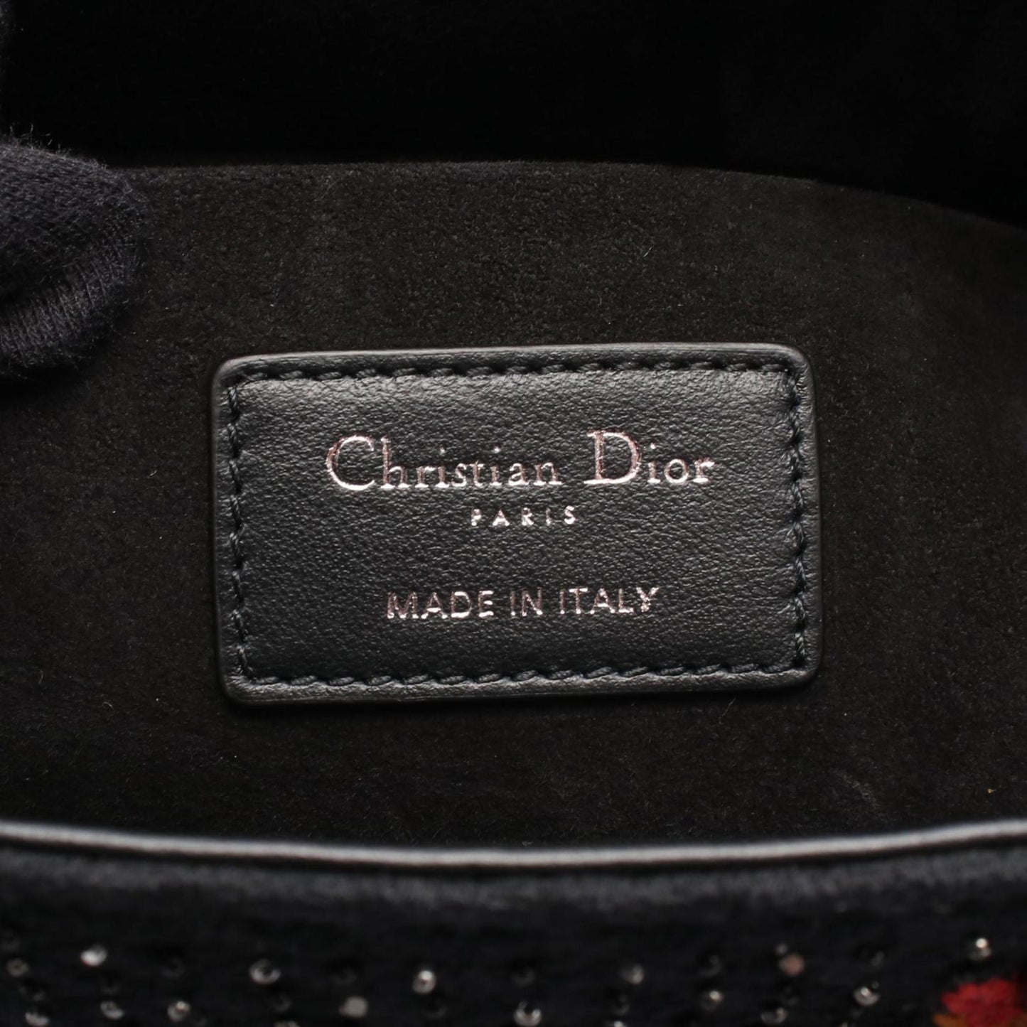 Christian Dior Dior Lady D-Joy Medium Handbag, Leather and Felt, Women's, Black, Multicolor