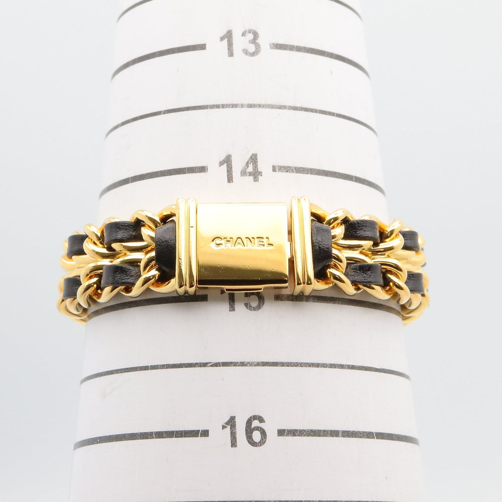 Chanel CHANEL Première M Wristwatch, Gold Plated (GP), Leather Strap, Women's, Black, H0001 — Very Good