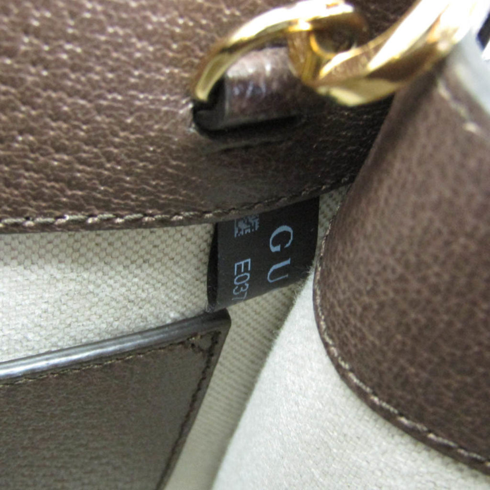 Gucci Jumbo GG Mini 699406 Women's Canvas,Leather Handbag,Shoulder Bag Beige,Dark Brown — Like New