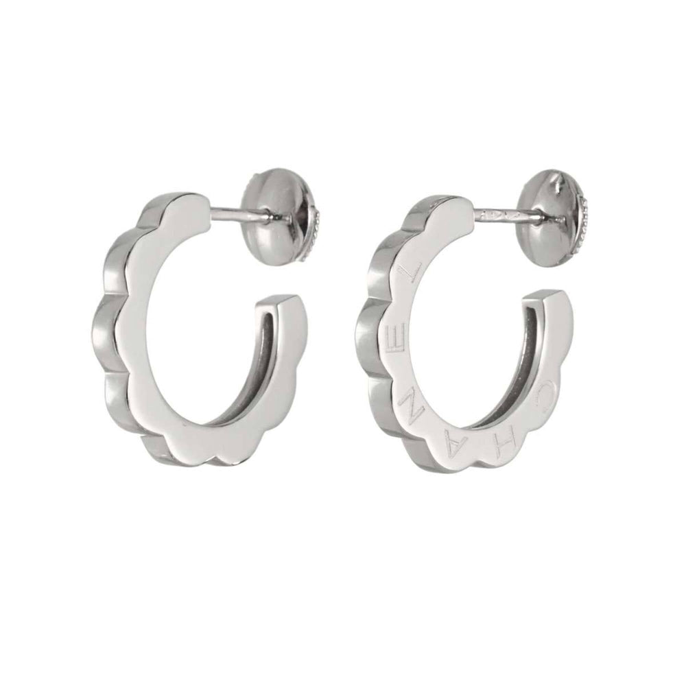 Chanel Profield Camellia Earrings, 18K White Gold (750), Pierced Earrings — Like New