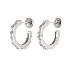 Chanel Profield Camellia Earrings, 18K White Gold (750), Pierced Earrings — Like New