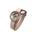 Excellent condition Fendi F is double-strand FF logo bracelet in leather, metal, pink and silver, 0990