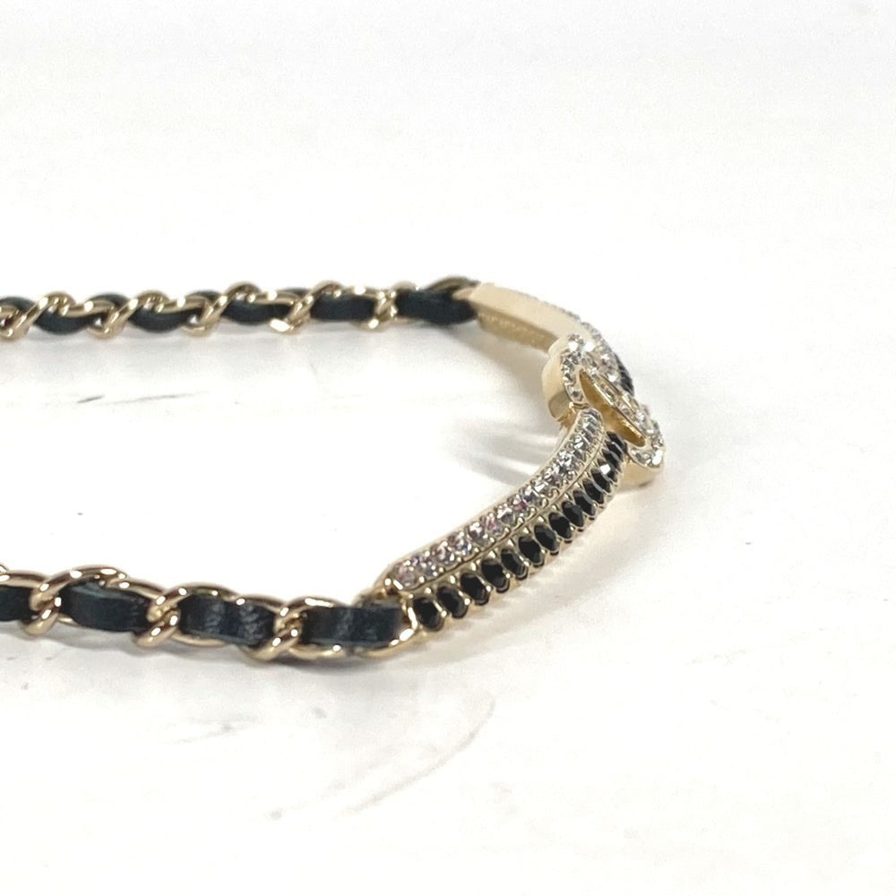 CHANEL Chanel AB9152 A22 CC Coco Mark Rhinestone Choker Chain Necklace Metal Women's Black Similar G-240625-37 — Like New