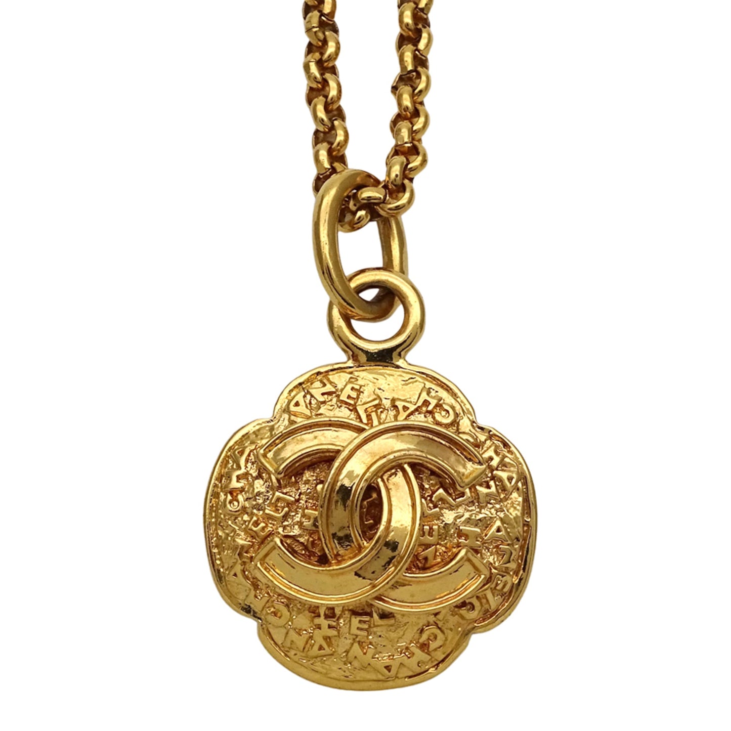 Chanel CHANEL necklace with Coco Mark, women's and men's brand GP gold logo clover pendant