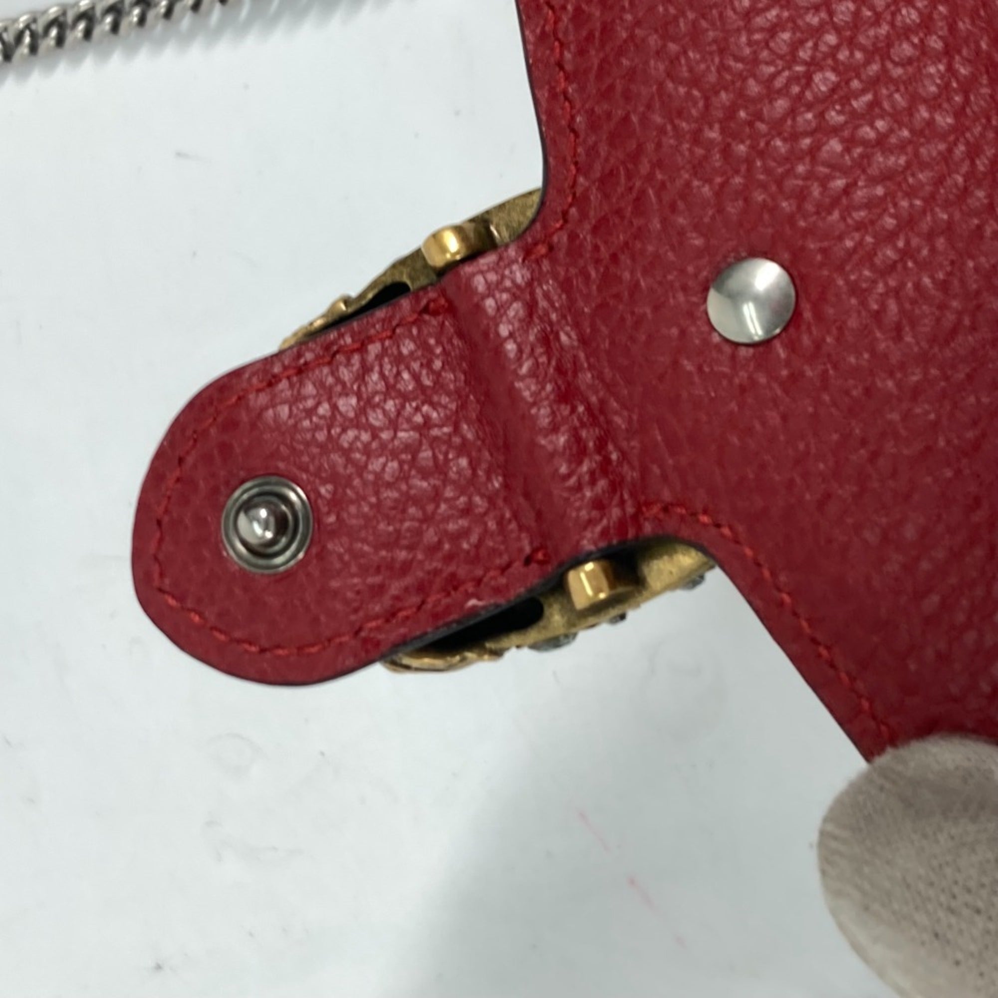 Gucci 476432 2WAY Bag Pouch Clutch Bag Chain Crossbody Shoulder Bag Red — Like New