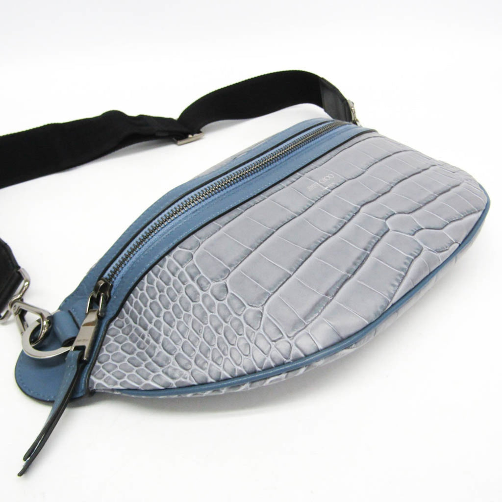 Jimmy Choo Women's Leather Fanny Pack,Sling Bag Blue,Gray