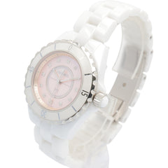 Chanel J12 12-Diamond Watch, Ceramic, Diamond, Ladies, Pink Tone, Shell, H5513 — Very Good