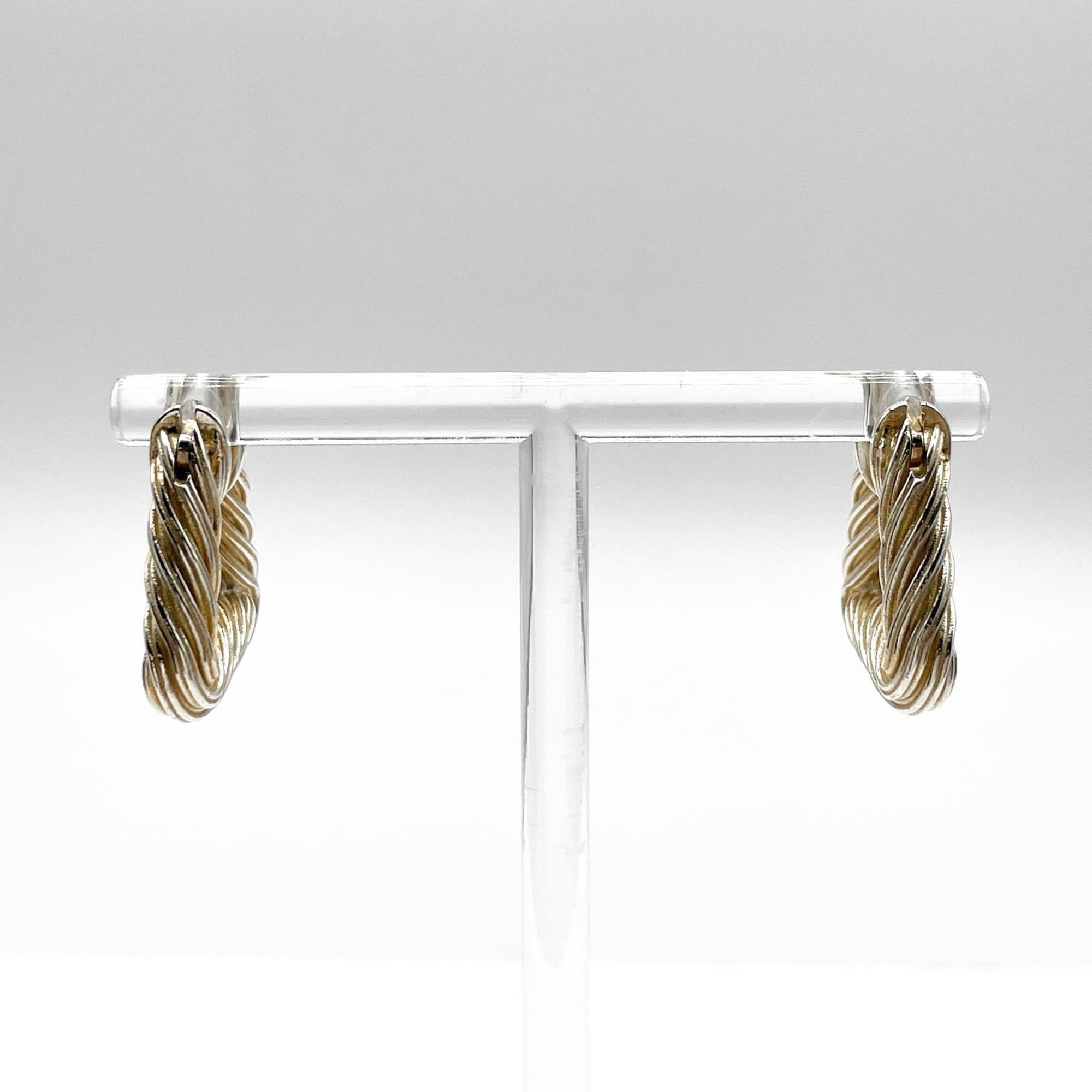 BOTTEGA VENETA Cord Triangle Twist Hoop Earrings, SV925 Silver, Men's & Women's — Like New