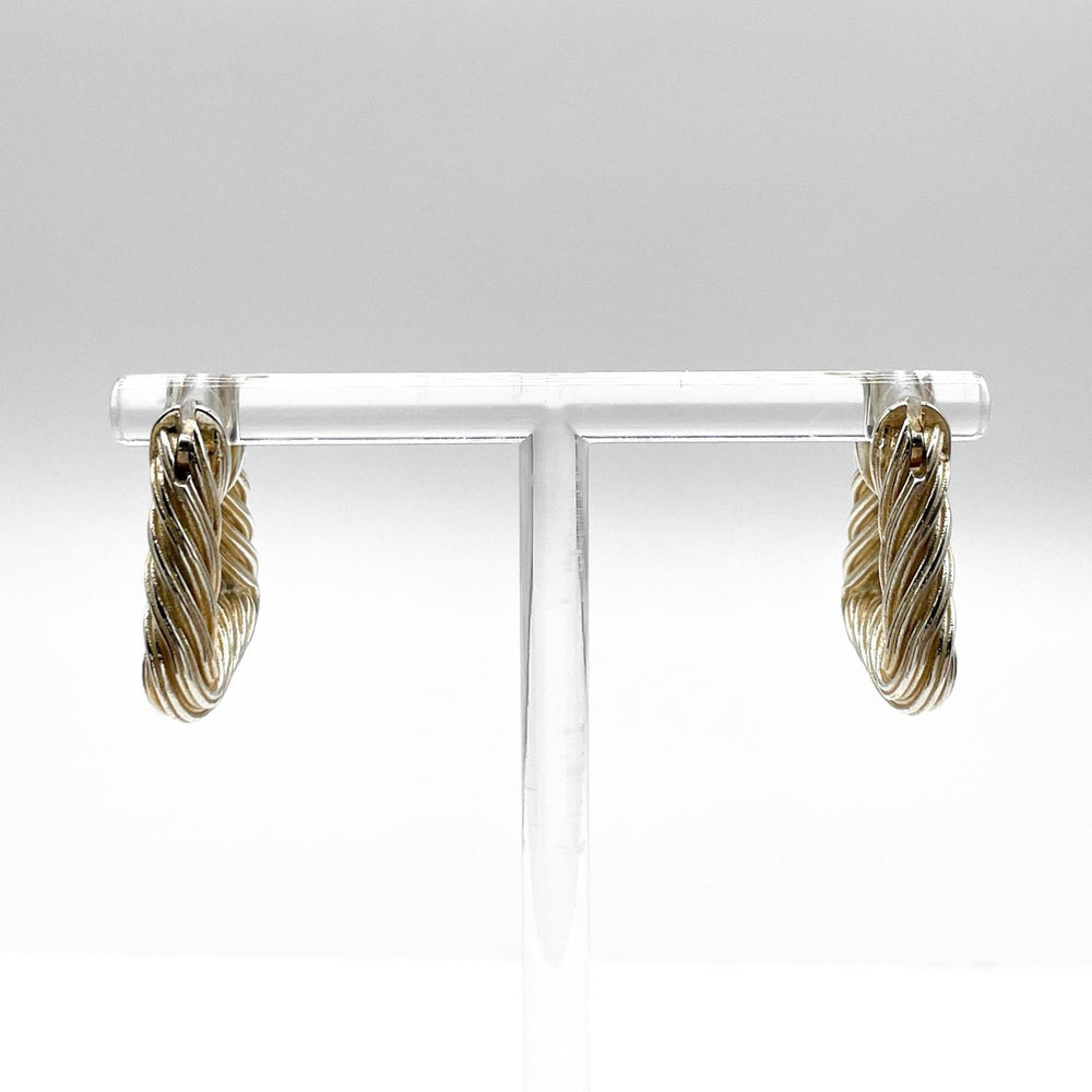 BOTTEGA VENETA Cord Triangle Twist Hoop Earrings, SV925 Silver, Men's & Women's — Like New