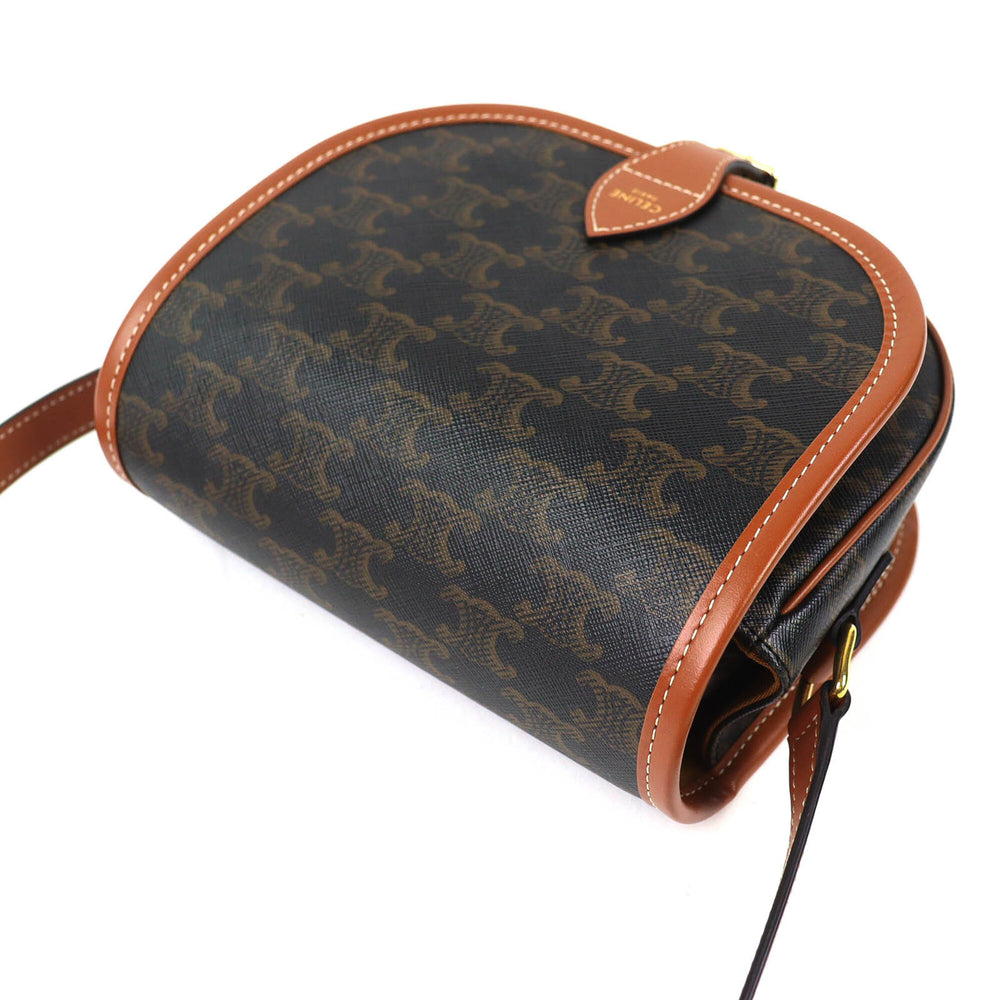 CELINE 19150 Folco Medium Triomphe Canvas Shoulder Bag, Tan Brown, Women's - Highly Recommended! — Like New