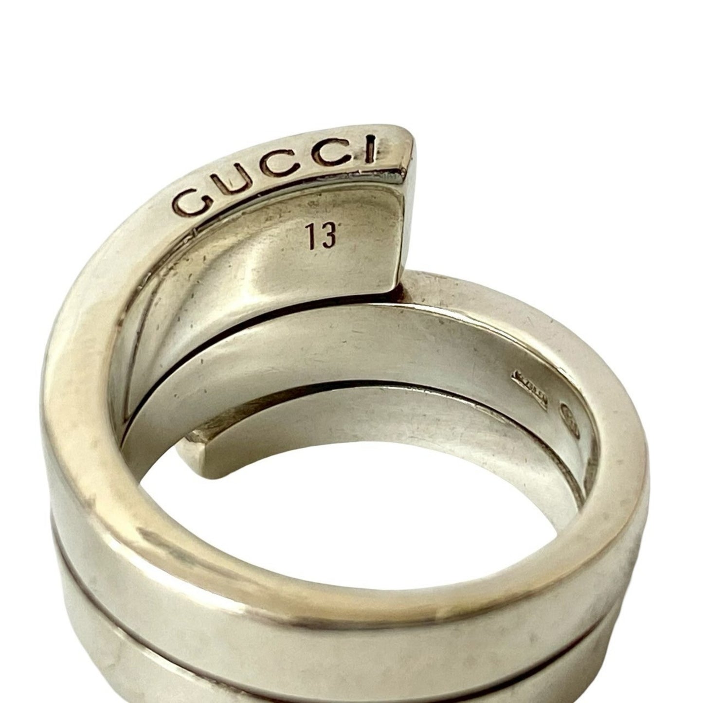 GUCCI Spiral Ring, 925 Sterling Silver, Men's Accessory, Silver 102-5
