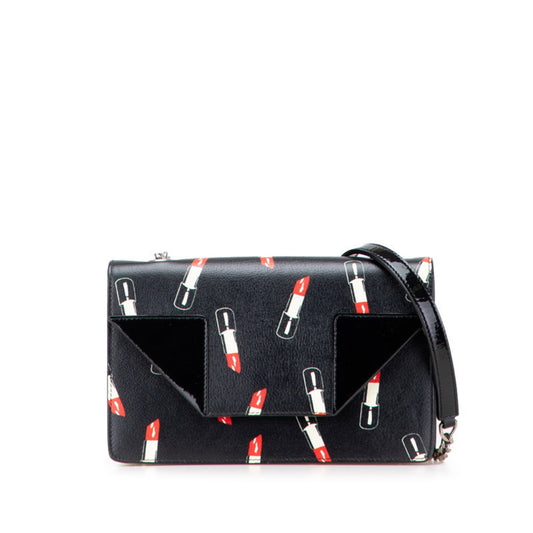 Saint Laurent Lipstick Motif Chain Shoulder Bag in Black Leather and Enamel for Women.
