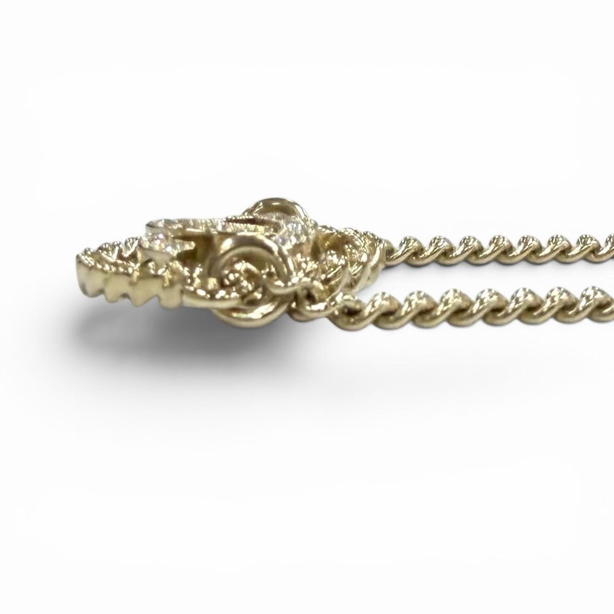 CHANEL A25B ABG297 Rhinestone Coco Mark Bracelet, Gold, Made in France, Women's, with Box and Dust Bag — Like New