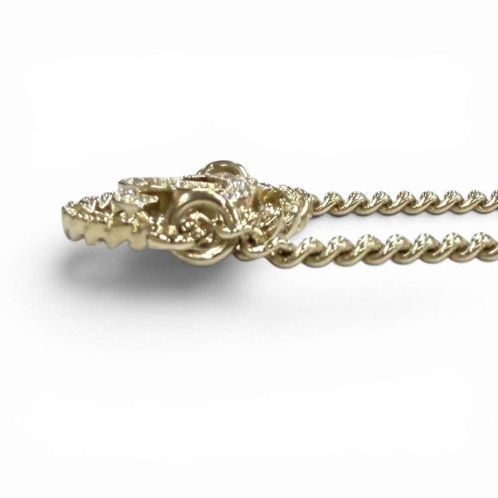 CHANEL A25B ABG297 Rhinestone Coco Mark Bracelet, Gold, Made in France, Women's, with Box and Dust Bag — Like New