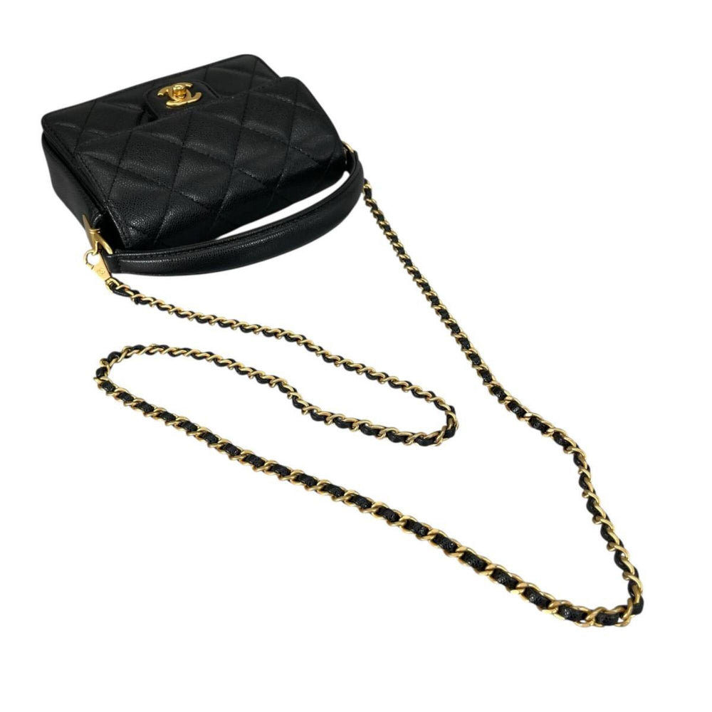 Chanel CHANEL Handbag Flap Bag Caviar Skin Matelassé Handle Mini Leather AS5164 Black — Like New