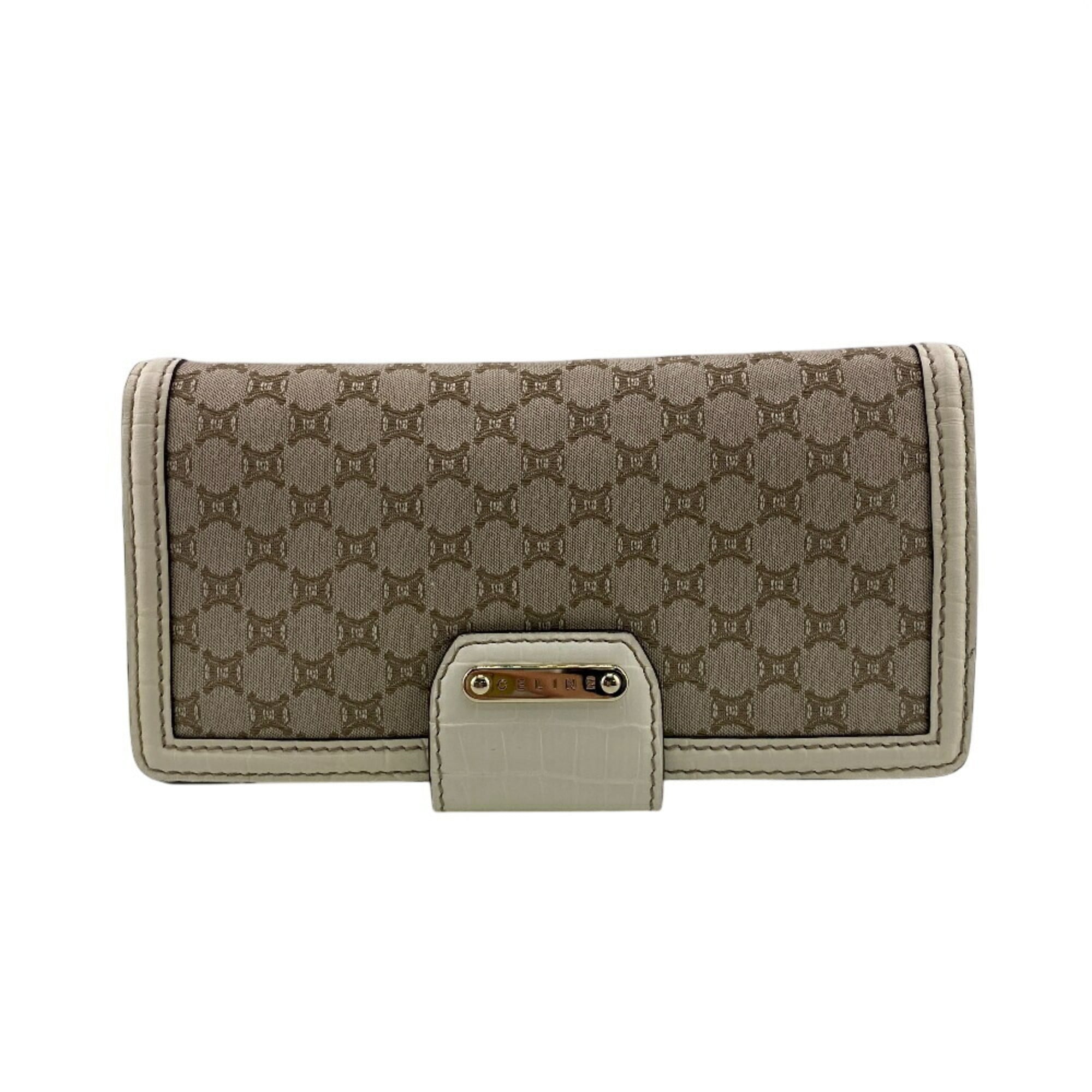 CELINE Macadam Bifold Wallet, Beige, Women's
