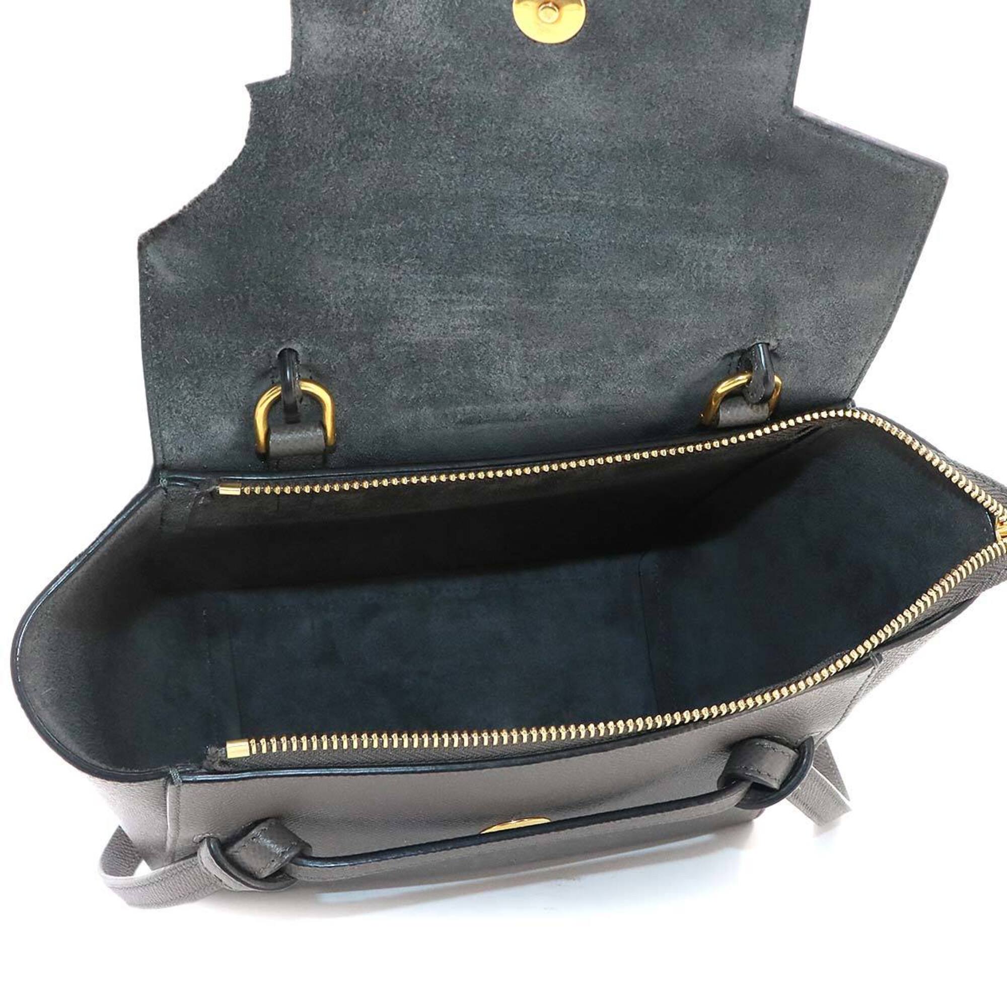 Celine CELINE Bag Waist Nano 2-way Hand Shoulder Handbag Leather Gray 189003 Belt — Like New