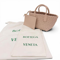 BOTTEGA VENETA 781670 Intrecciato Mini Cabas Lambskin 2-Way Handbag/Shoulder Bag with Pouch, Pink, Made in Italy, Women's, Dust — Like New