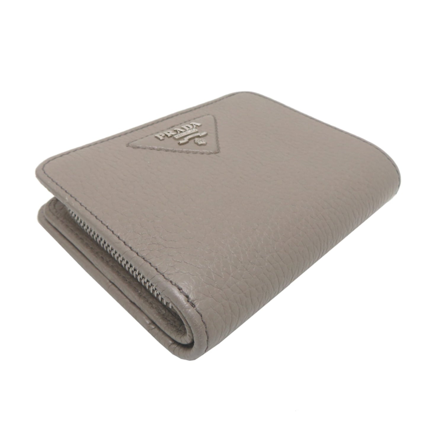 Prada L-shaped zipper wallet, women's bifold 1ML018, leather, gray