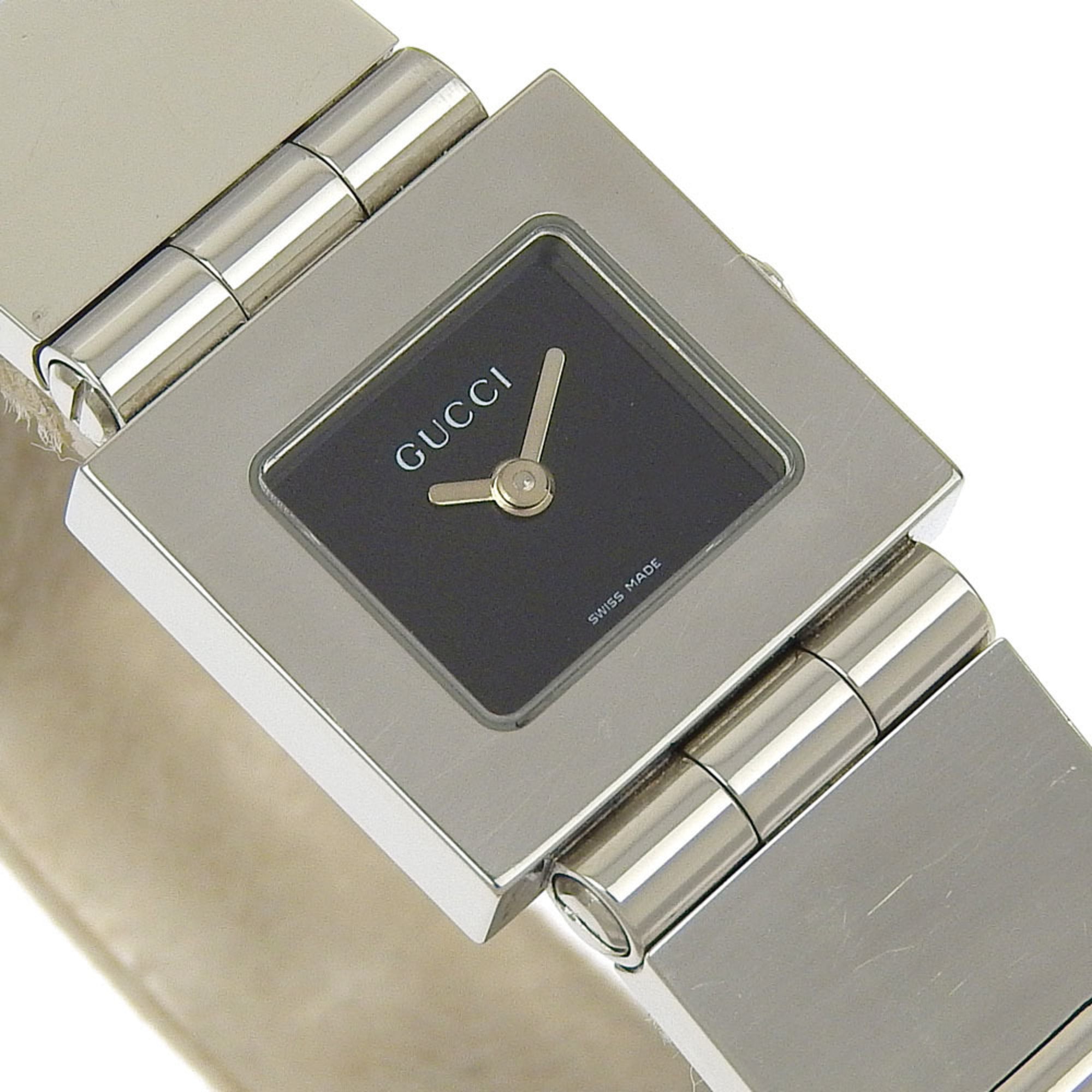 Gucci Watch 600L Stainless Steel Quartz Analog Display Black Dial Women's — Good