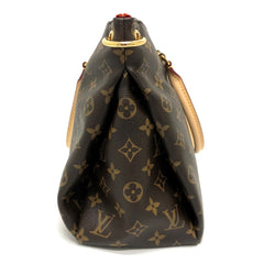 LOUIS VUITTON M41148 Pallas 2WAY Bag Shoulder Handbag Monogram Canvas Women's Brown — Like New