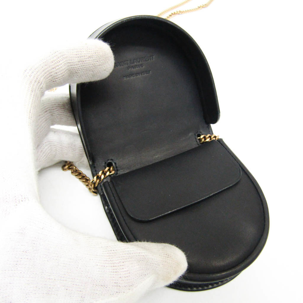 Saint Laurent Cassandra Logo Chain Shoulder Coin Purse Women's Leather Coin Purse/coin Case Black