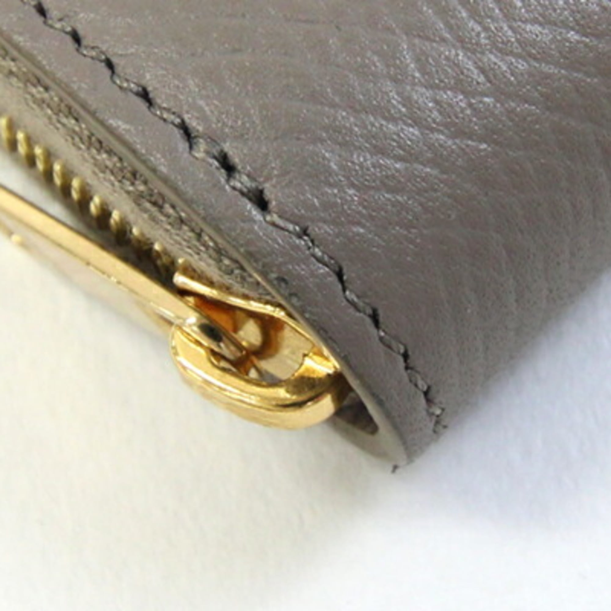 Celine Large Zip Wallet 10B553BEL.10BL Greige Leather Round Zipper Women's CELINE