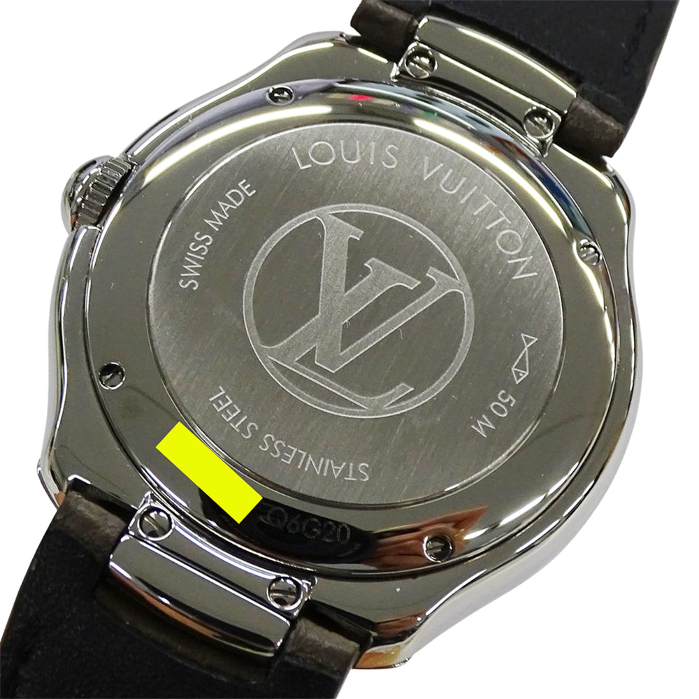 Louis Vuitton LOUIS VUITTON Men's Watch Brand Fifty Five Automatic AT Stainless Steel SS Leather Q6G20 Round Polished — Good