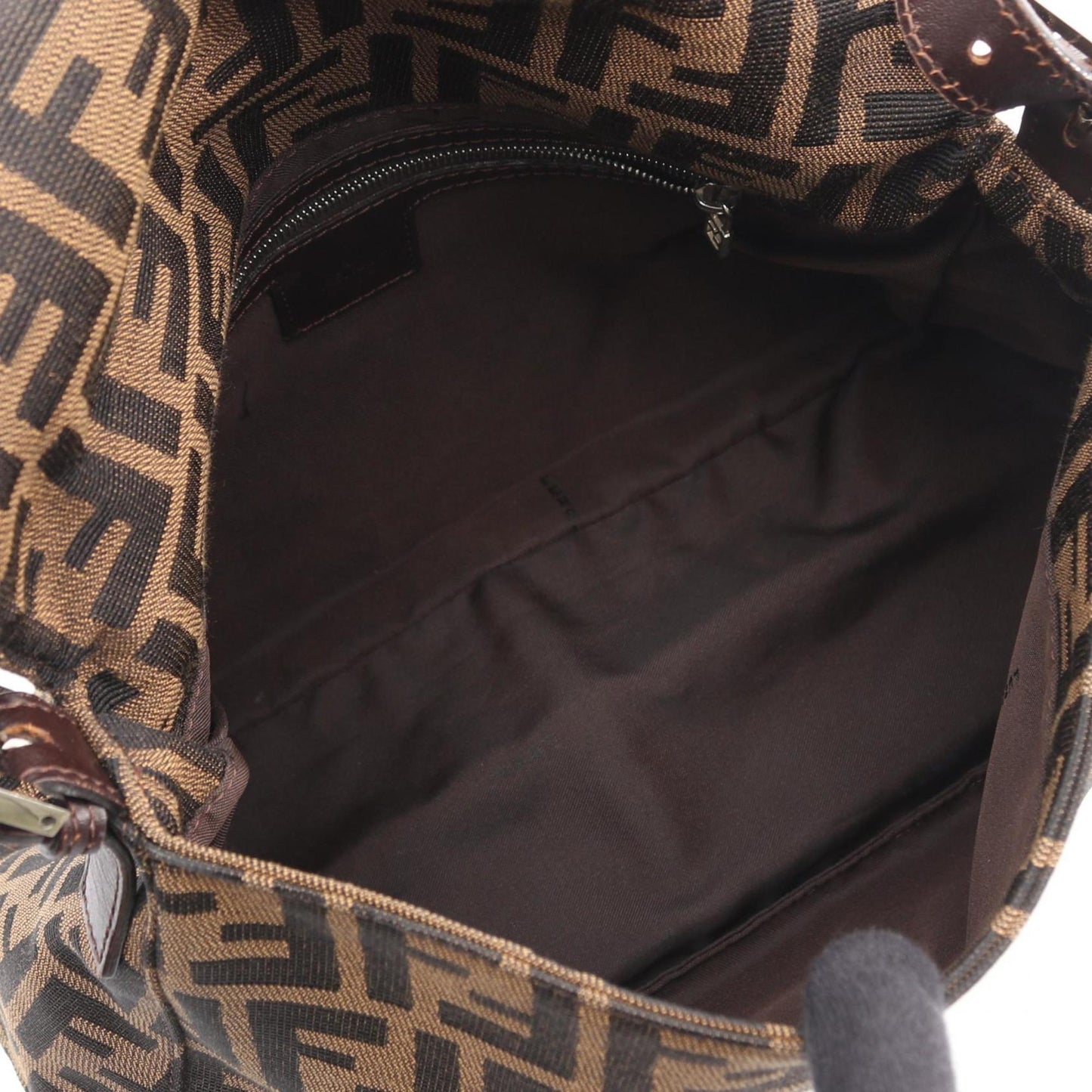 Fendi Mamma Bucket Shoulder Bag, Canvas and Leather, Women's, Brown Black