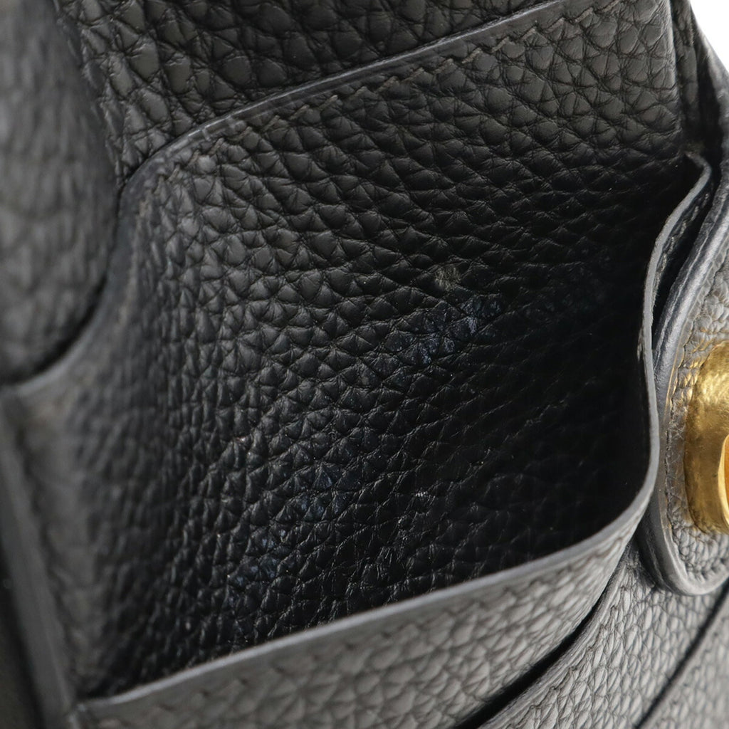 HERMES Dogon MM Bi-fold Long Wallet, Togo Leather, Black