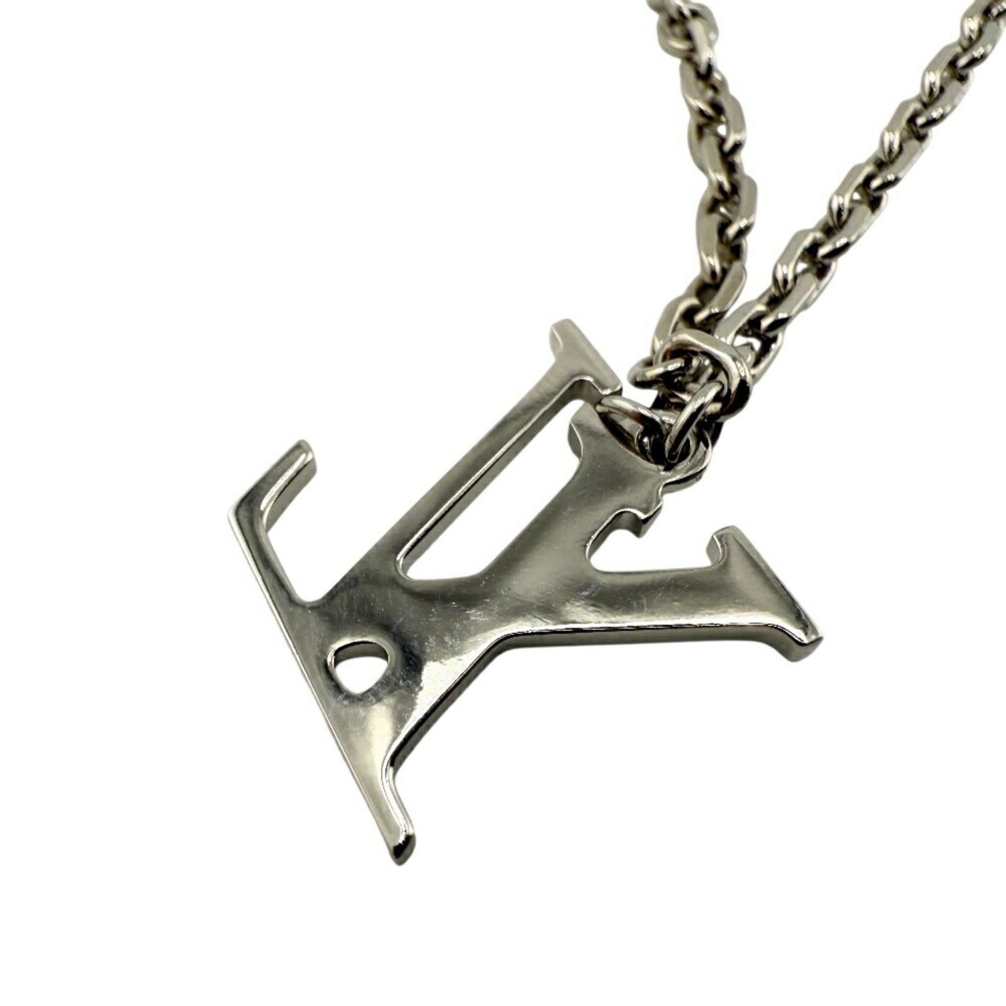 LOUIS VUITTON MP3157 LV Plane Pendant Necklace with Airplane Motif, Silver, Chain, Men's
