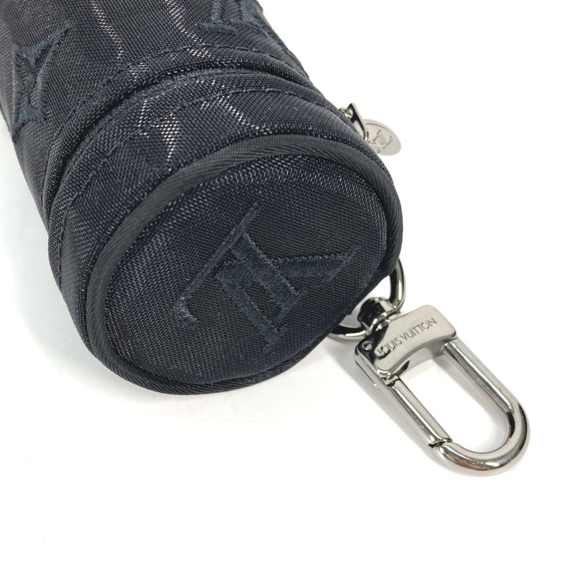 LOUIS VUITTON M77147 Monogram Mesh Pouch Only Cylinder Case Key Holder Bag Charm Cotton Polyester Women's Black — New - Store Return
