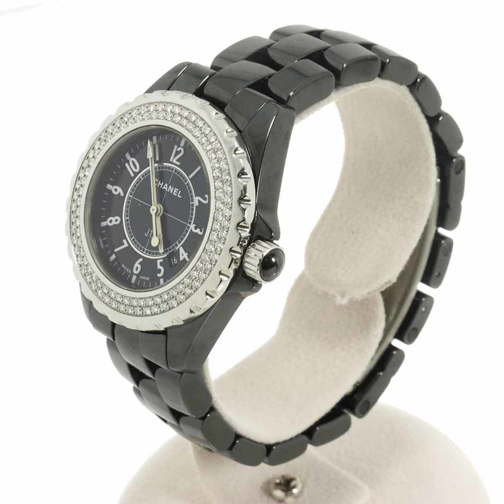 Chanel J12 33mm H0949 Genuine Diamond Bezel Ladies' Watch Black Ceramic Date Quartz — Very Good