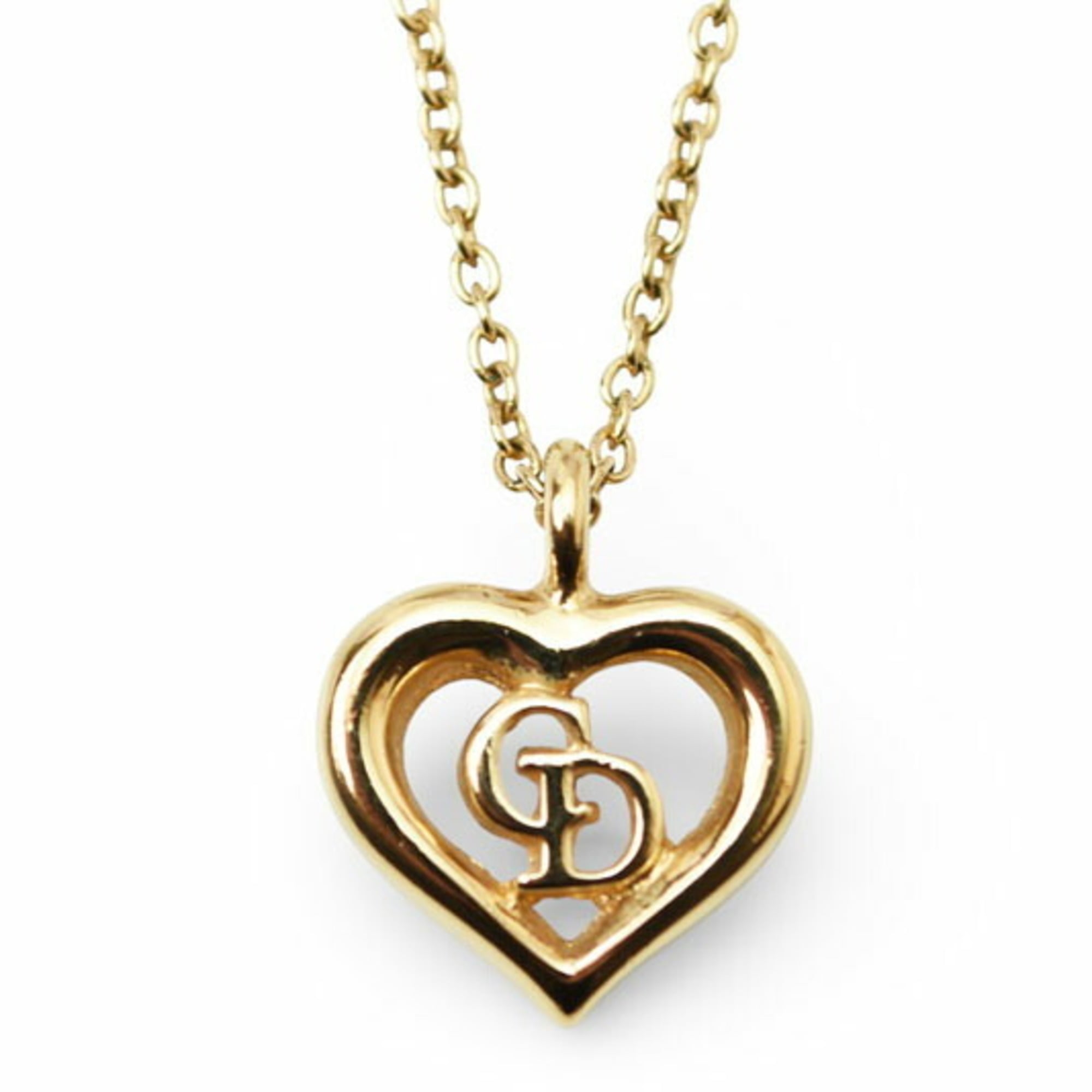 Christian Dior necklace pendant with heart motif in gold