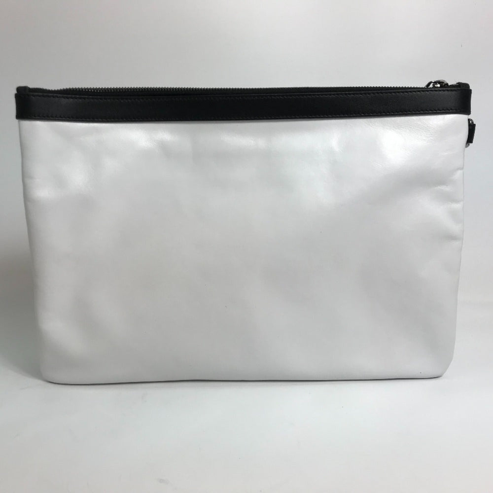 JIMMY CHOO Star Studs DEREK Second Bag Clutch Leather Men's White x Black — New - Store Return