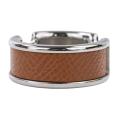 HERMES Olympe PM Ring, Small, Silver, Brown, Women's — Like New