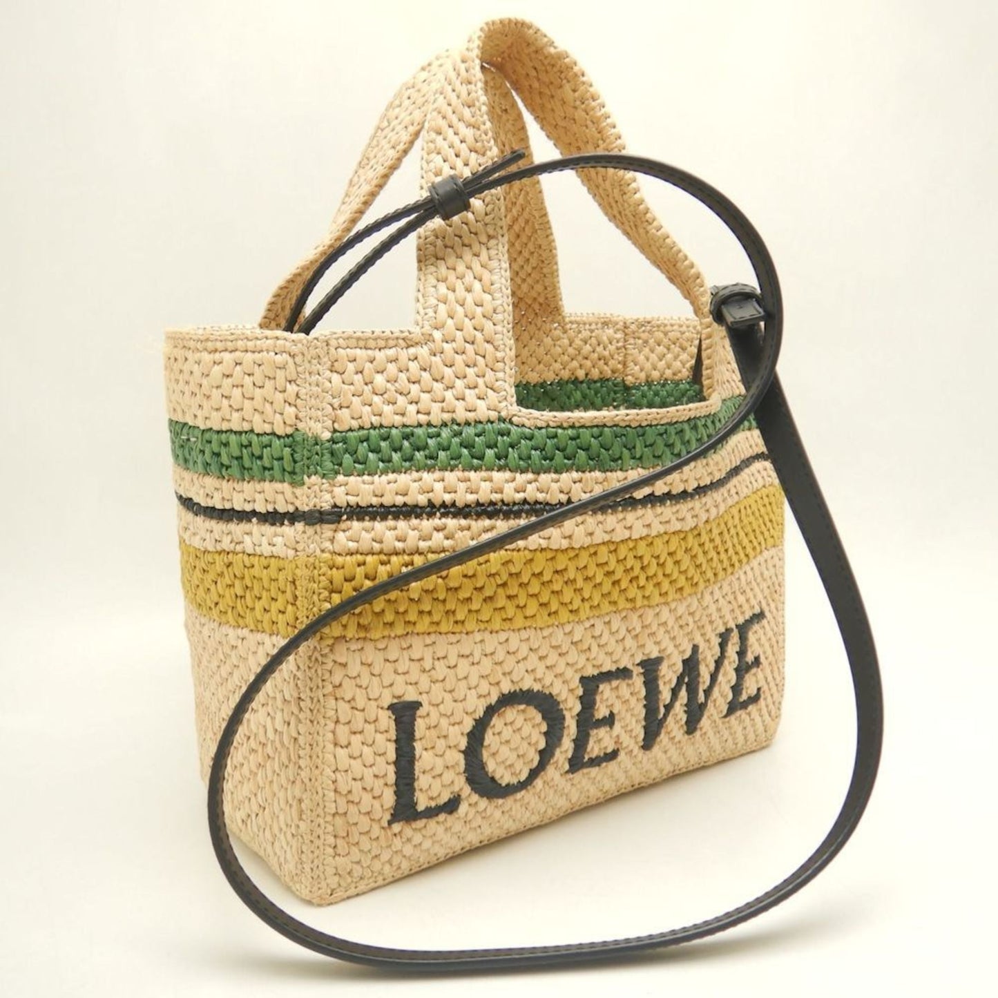 LOEWE Font Stripe Tote Bag A685B61X04 in Natural Raffia, Women's, 253423